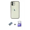 MARSİLYAN™- iPhone 12 Kılıf Vadi Minimal - Siyah Bilvis 5in1 5D Magic Hayalet Cam Ekran Koruyucu + Shine Kamera Lens Koruma Cam - GD