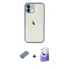MARSİLYAN™- iPhone 12 Kılıf Vadi Minimal - Siyah Bilvis 5in1 5D Magic Hayalet Cam Ekran Koruyucu + Shine Kamera Lens Koruma Cam - GS