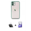 MARSİLYAN™- iPhone 12 Kılıf Vadi Minimal - Siyah Bilvis 5in1 5D Magic Hayalet Cam Ekran Koruyucu + Kamera Lens Koruma Cam - SF