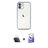 MARSİLYAN™- iPhone 12 Kılıf Vadi Minimal - Siyah Bilvis 5in1 5D Magic Hayalet Cam Ekran Koruyucu + Kamera Lens Koruma Cam - SF