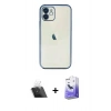 MARSİLYAN™- iPhone 12 Kılıf Vadi Minimal - Siyah Bilvis 5in1 5D Magic Hayalet Cam Ekran Koruyucu + Kamera Lens Koruma Cam - SF