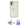 MARSİLYAN™- iPhone 12 Kılıf Vadi Minimal - Siyah Bilvis 5in1 5D Magic Hayalet Cam Ekran Koruyucu + Raze Metal Kamera Lens - MI