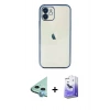MARSİLYAN™- iPhone 12 Kılıf Vadi Minimal - Siyah Bilvis 5in1 5D Magic Hayalet Cam Ekran Koruyucu + Raze Metal Kamera Lens - MI