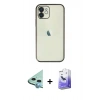 MARSİLYAN™- iPhone 12 Kılıf Vadi Minimal - Siyah Bilvis 5in1 5D Magic Hayalet Cam Ekran Koruyucu + Raze Metal Kamera Lens - MI