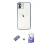 MARSİLYAN™- iPhone 12 Kılıf Vadi Minimal - Siyah Bilvis 5in1 5D Magic Hayalet Cam Ekran Koruyucu + Metal Kamera Lens Koruma Cam - MI
