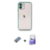 MARSİLYAN™- iPhone 12 Kılıf Vadi Minimal - Siyah Bilvis 5in1 5D Magic Hayalet Cam Ekran Koruyucu + Metal Kamera Lens Koruma Cam - KI