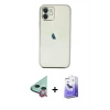 MARSİLYAN™- iPhone 12 Kılıf Vadi Minimal - Siyah Bilvis 5in1 5D Magic Hayalet Cam Ekran Koruyucu + Raze Metal Kamera Lens - KI