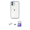 MARSİLYAN™- iPhone 12 Kılıf Vadi Minimal - Siyah Bilvis 5in1 5D Magic Hayalet Cam Ekran Koruyucu + Renkli Kamera Lens Koruma Cam - TU