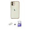 MARSİLYAN™- iPhone 12 Kılıf Vadi Minimal - Siyah Bilvis 5in1 5D Magic Hayalet Cam Ekran Koruyucu + Renkli Kamera Lens Koruma Cam - YL