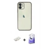 MARSİLYAN™- iPhone 12 Kılıf Vadi Minimal - Siyah Bilvis 5in1 5D Magic Hayalet Cam Ekran Koruyucu + Renkli Kamera Lens Koruma Cam - SI