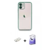 MARSİLYAN™- iPhone 12 Kılıf Vadi Minimal - Siyah Bilvis 5in1 5D Magic Hayalet Cam Ekran Koruyucu + Renkli Kamera Lens Koruma Cam - SI