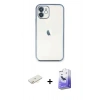 MARSİLYAN™- iPhone 12 Kılıf Vadi Minimal - Siyah Bilvis 5in1 5D Magic Hayalet Cam Ekran Koruyucu + Renkli Kamera Lens Koruma Cam - SI