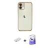 MARSİLYAN™- iPhone 12 Kılıf Vadi Minimal - Siyah Bilvis 5in1 5D Magic Hayalet Cam Ekran Koruyucu + Renkli Kamera Lens Koruma Cam - SI