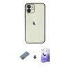 MARSİLYAN™- iPhone 12 Kılıf Vadi Minimal - Siyah Bilvis 5in1 5D Magic Hayalet Cam Ekran Koruyucu + Shine Kamera Lens Koruma Cam - PE