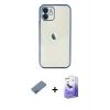 MARSİLYAN™- iPhone 12 Kılıf Vadi Minimal - Siyah Bilvis 5in1 5D Magic Hayalet Cam Ekran Koruyucu + Shine Kamera Lens Koruma Cam - MI
