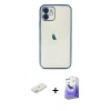 MARSİLYAN™- iPhone 12 Kılıf Vadi Minimal - Siyah Bilvis 5in1 5D Magic Hayalet Cam Ekran Koruyucu + Renkli Kamera Lens Koruma Cam - TU