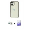 MARSİLYAN™- iPhone 12 Kılıf Vadi Minimal - Siyah Bilvis 5in1 5D Magic Hayalet Cam Ekran Koruyucu + Rainbow Kamera Lens Koruma Cam - YL