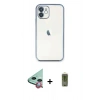 MARSİLYAN™- iPhone 12 Kılıf Vadi Minimal - Siyah Joko Magic 5D Hayalet Cam + Raze Metal Kamera Lens - KI