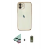 MARSİLYAN™- iPhone 12 Kılıf Vadi Minimal - Siyah Joko Magic 5D Hayalet Cam + Raze Metal Kamera Lens - KI