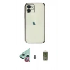 MARSİLYAN™- iPhone 12 Kılıf Vadi Minimal - Siyah Joko Magic 5D Hayalet Cam + Raze Metal Kamera Lens - KI