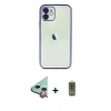 MARSİLYAN™- iPhone 12 Kılıf Vadi Minimal - Siyah Joko Magic 5D Hayalet Cam + Raze Metal Kamera Lens - KI