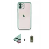 MARSİLYAN™- iPhone 12 Kılıf Vadi Minimal - Siyah Joko Magic 5D Hayalet Cam + Raze Metal Kamera Lens - KI