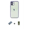 MARSİLYAN™- iPhone 12 Kılıf Vadi Minimal - Siyah Joko Magic 5D Hayalet Cam + Metal Kamera Lens Koruma Cam - MI