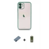MARSİLYAN™- iPhone 12 Kılıf Vadi Minimal - Siyah Joko Magic 5D Hayalet Cam + Metal Kamera Lens Koruma Cam - MI