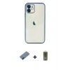 MARSİLYAN™- iPhone 12 Kılıf Vadi Minimal - Siyah Joko Magic 5D Hayalet Cam + Metal Kamera Lens Koruma Cam - MI