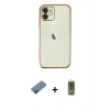 MARSİLYAN™- iPhone 12 Kılıf Vadi Minimal - Siyah Joko Magic 5D Hayalet Cam + Metal Kamera Lens Koruma Cam - MI
