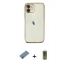 MARSİLYAN™- iPhone 12 Kılıf Vadi Minimal - Siyah Joko Magic 5D Hayalet Cam + Shine Kamera Lens Koruma Cam - PE
