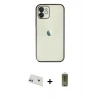 MARSİLYAN™- iPhone 12 Kılıf Vadi Minimal - Siyah Joko Magic 5D Hayalet Cam + Rainbow Kamera Lens Koruma Cam - MR