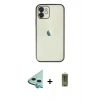 MARSİLYAN™- iPhone 12 Kılıf Vadi Minimal - Siyah Joko Magic 5D Hayalet Cam + Raze Metal Kamera Lens - MI