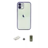 MARSİLYAN™- iPhone 12 Kılıf Vadi Minimal - Siyah Joko Magic 5D Hayalet Cam + Renkli Kamera Lens Koruma Cam - SI