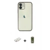 MARSİLYAN™- iPhone 12 Kılıf Vadi Minimal - Siyah Joko Magic 5D Hayalet Cam + Renkli Kamera Lens Koruma Cam - YL