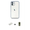 MARSİLYAN™- iPhone 12 Kılıf Vadi Minimal - Siyah Joko Magic 5D Hayalet Cam + Renkli Kamera Lens Koruma Cam - SI