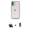 MARSİLYAN™- iPhone 12 Kılıf Vadi Minimal - Siyah Joko Magic 5D Hayalet Cam + Kamera Lens Koruma Cam - SF