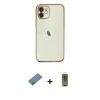 MARSİLYAN™- iPhone 12 Kılıf Vadi Minimal - Siyah Joko Magic 5D Hayalet Cam + Shine Kamera Lens Koruma Cam - SABE
