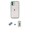 MARSİLYAN™- iPhone 12 Kılıf Vadi Minimal - Siyah Polymer Nano Ekran Koruyucu + Shine Kamera Lens Koruma Cam - GI