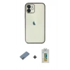 MARSİLYAN™- iPhone 12 Kılıf Vadi Minimal - Siyah Polymer Nano Ekran Koruyucu + Shine Kamera Lens Koruma Cam - GI