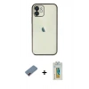 MARSİLYAN™- iPhone 12 Kılıf Vadi Minimal - Siyah Polymer Nano Ekran Koruyucu + Metal Kamera Lens Koruma Cam - KI