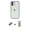 MARSİLYAN™- iPhone 12 Kılıf Vadi Minimal - Siyah Polymer Nano Ekran Koruyucu + Metal Kamera Lens Koruma Cam - KI