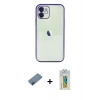 MARSİLYAN™- iPhone 12 Kılıf Vadi Minimal - Siyah Polymer Nano Ekran Koruyucu + Metal Kamera Lens Koruma Cam - MI