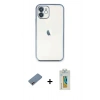 MARSİLYAN™- iPhone 12 Kılıf Vadi Minimal - Siyah Polymer Nano Ekran Koruyucu + Shine Kamera Lens Koruma Cam - PE