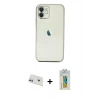 MARSİLYAN™- iPhone 12 Kılıf Vadi Minimal - Siyah Polymer Nano Ekran Koruyucu + Rainbow Kamera Lens Koruma Cam - MR