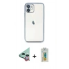 MARSİLYAN™- iPhone 12 Kılıf Vadi Minimal - Siyah Polymer Nano Ekran Koruyucu + Raze Metal Kamera Lens - KI
