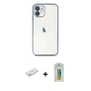 MARSİLYAN™- iPhone 12 Kılıf Vadi Minimal - Siyah Polymer Nano Ekran Koruyucu + Renkli Kamera Lens Koruma Cam - TU