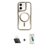 MARSİLYAN™- iPhone 12 Kılıf Yadigar Klasik Özel Seri - Şeffaf Pasifik Cam Ekran Koruyucu + Kamera Lens Koruma Cam - SF