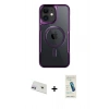 MARSİLYAN™- iPhone 12 Kılıf Yadigar Klasik Özel Seri - Şeffaf Pasifik Cam Ekran Koruyucu + Rainbow Kamera Lens Koruma Cam - MR
