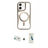 MARSİLYAN™- iPhone 12 Kılıf Yadigar Klasik Özel Seri - Şeffaf Pasifik Cam Ekran Koruyucu + Rainbow Kamera Lens Koruma Cam - YL